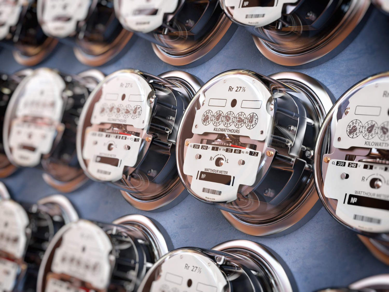 Rows of electric meters